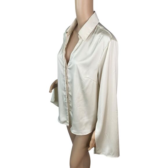 Anthropologie NWT Sunday In Brooklyn Silky Button Down Shirt SZ L - Picture 6 of 12